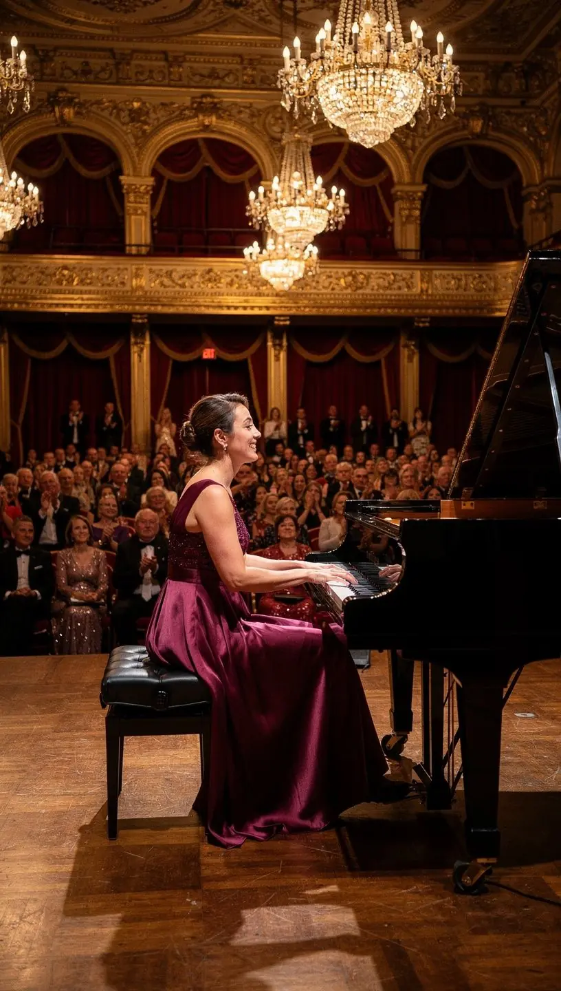 Zongoratanár, aki jazz stílusban játszik, miközben diákok figyelnek.